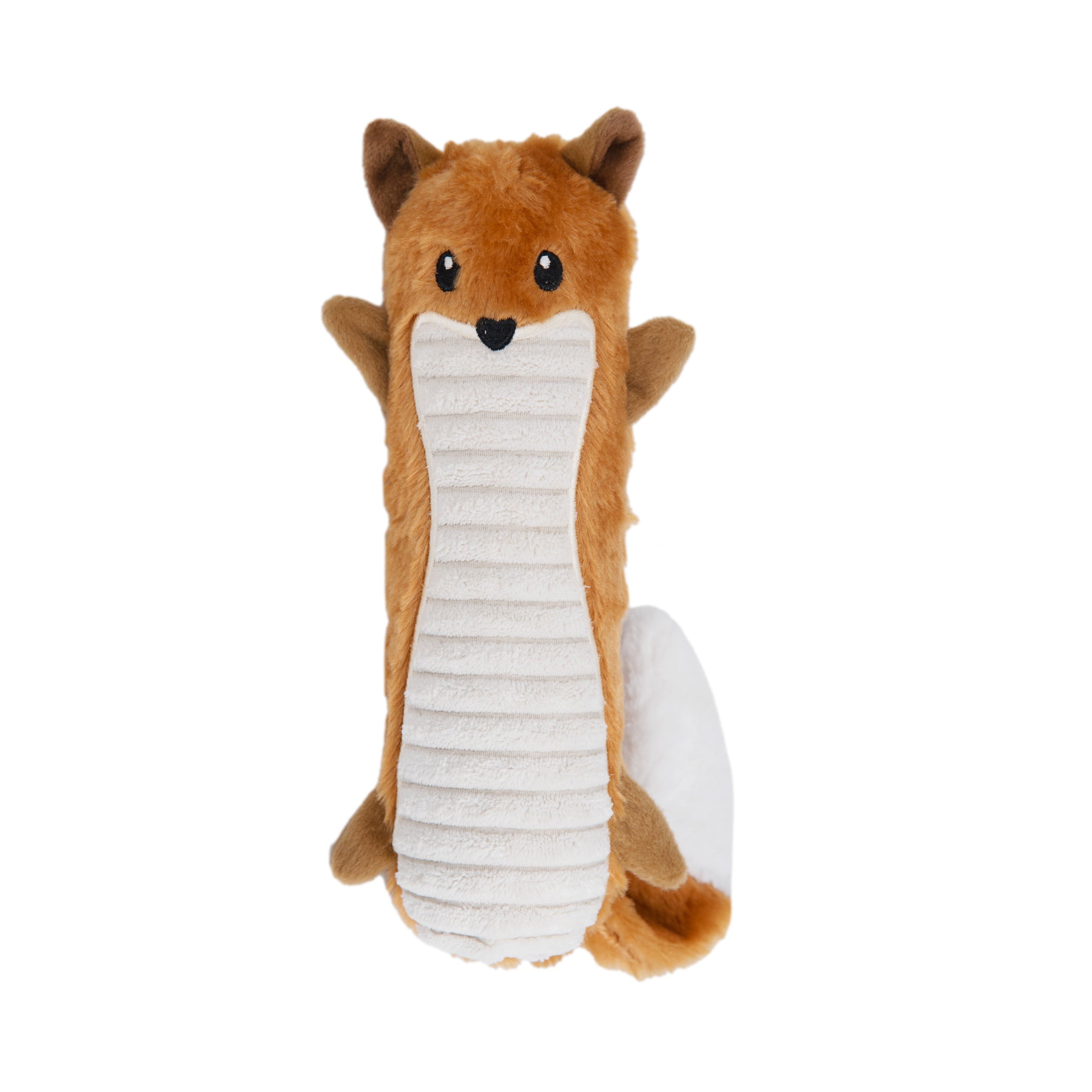 Petstages Stuffing-Free Big Squeak Fox Plush Dog Toy， Medium