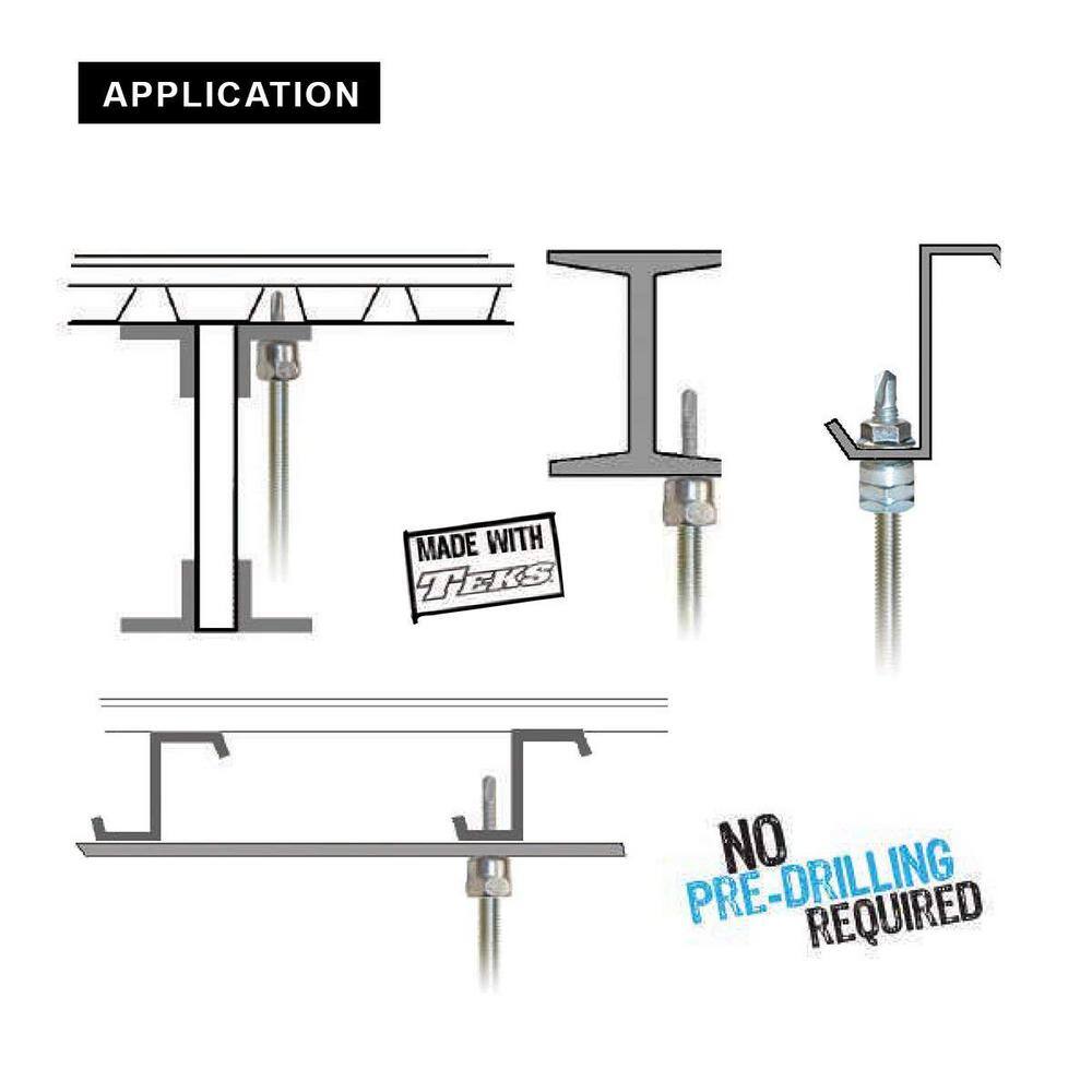 Sammys 14-20 in. x 1 in. Vertical Rod Anchor Super Screw with Teks and 38 in. Threaded Rod Fitting for Steel (25-Pack) 8038957