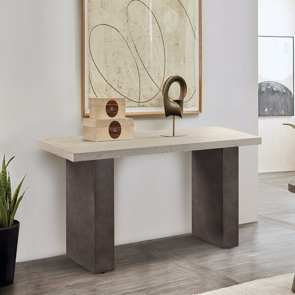 Abbey Modern Concrete and Solid Wood Entryway Console Table