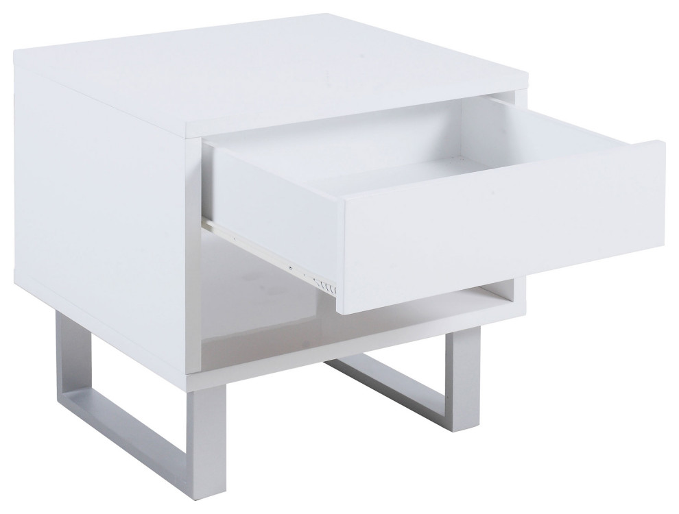 Atchison 1 drawer End Table High Glossy White   Modern   Side Tables And End Tables   by Modon  Houzz