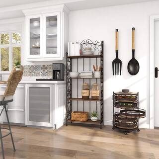 Litton Lane Brown Rolling 6 Shelves Kitchen Storage Cart with Wheels 43403