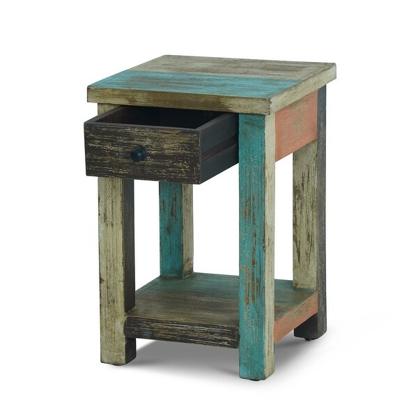 Meader Mango Wood Handmade Distressed Large Side Table by Christopher Knight Home