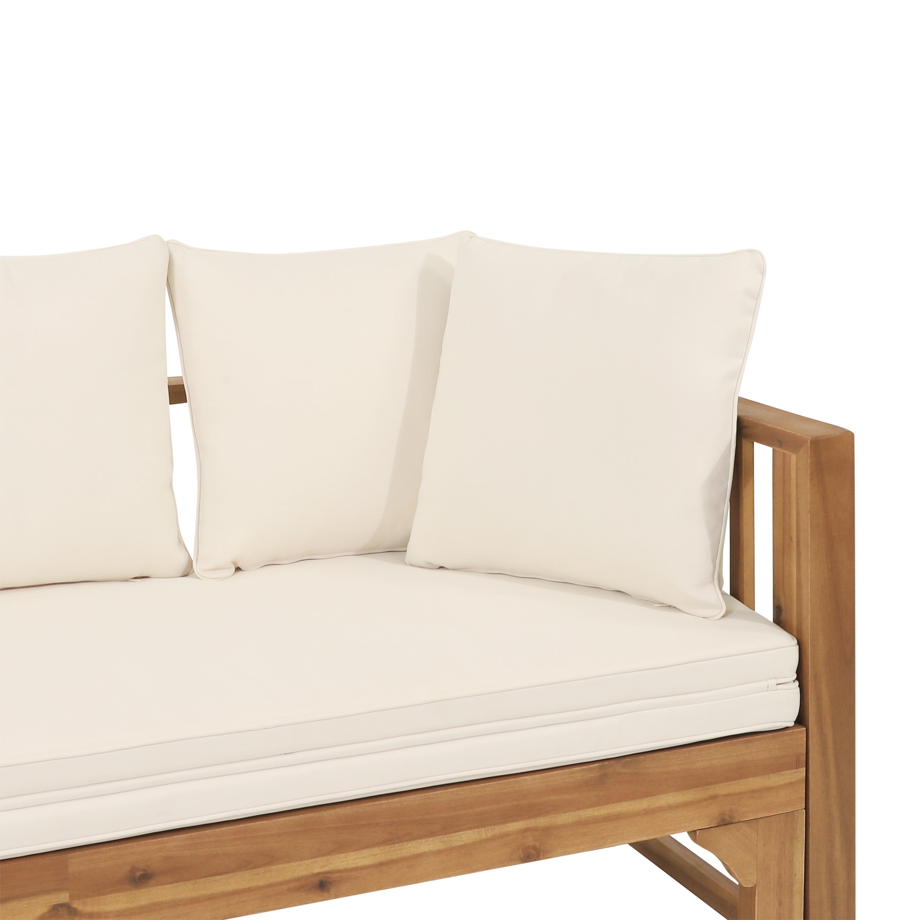 Camille Outdoor Extendable Acacia Wood Daybed Sofa