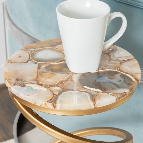 Glazebrooke Glam Sprial End Drink Table with Gold Base