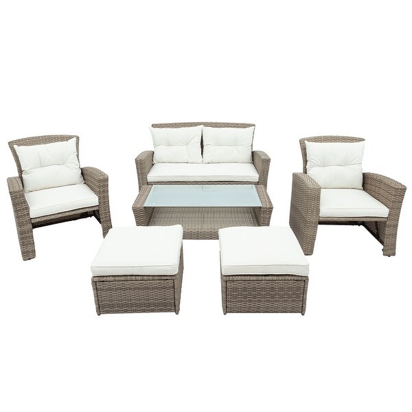 4 Piece Outdoor Conversation Set All Weather Wicker Sectional Sofa， Patio Furniture Set - Overstock - 37543419