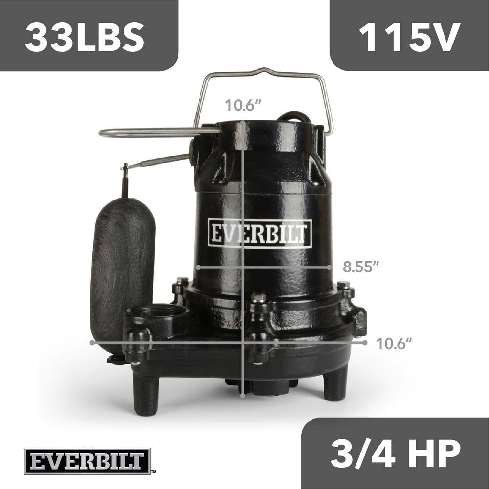 Everbilt 34 HP Pro Snap Action Sump Pump HDS75