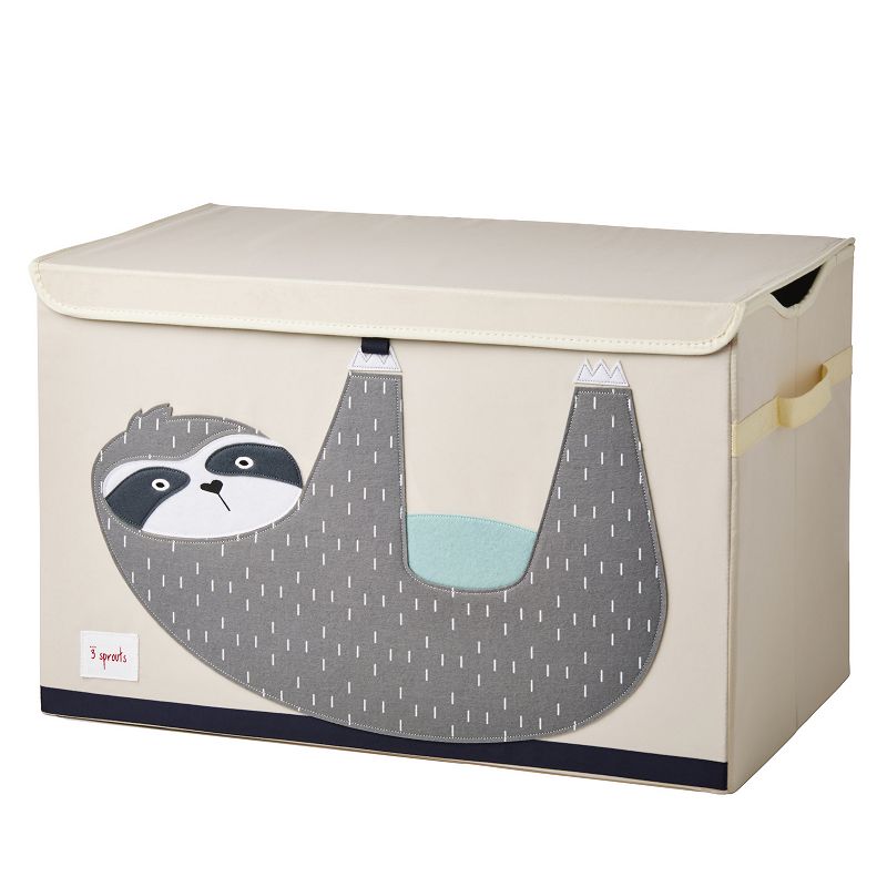 3 Sprouts Collapsible Kids Toy Chest Storage Bin and Bookshelf Rack， Sloth Print