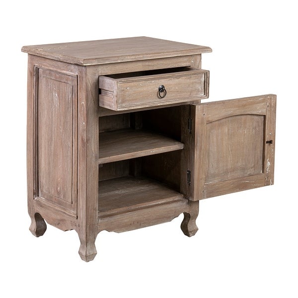 Distressed Mindi Wood Bedside Table