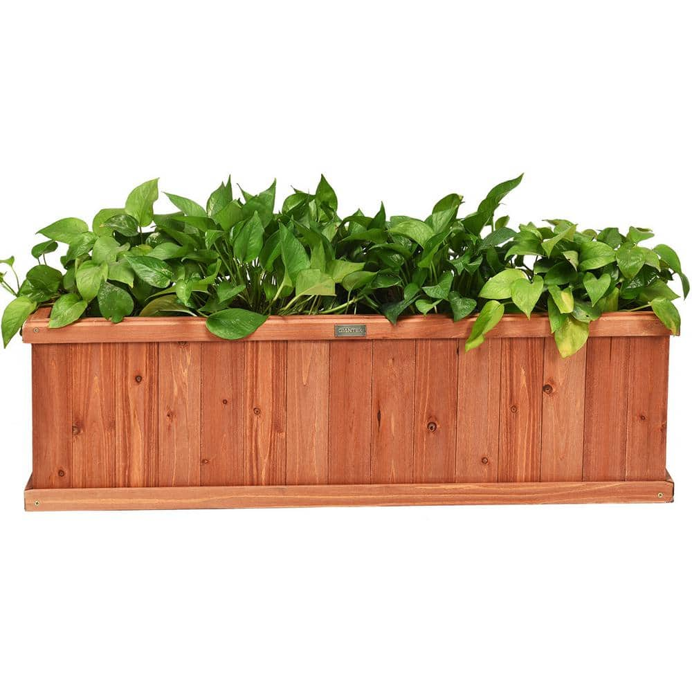 Costway 40 in. Rectangular Wooden Flower Planter Box Garden Yard Decorative Window Box GT3432