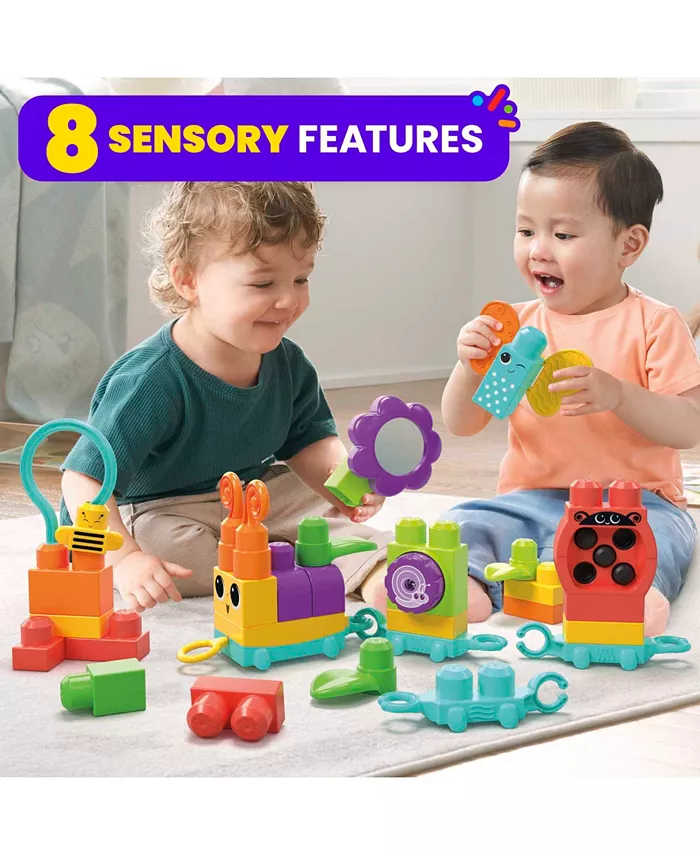 Mega Bloks Fisher-Price Sensory Toy Blocks Move and Groove Caterpillar 24 Pieces for Toddler Set