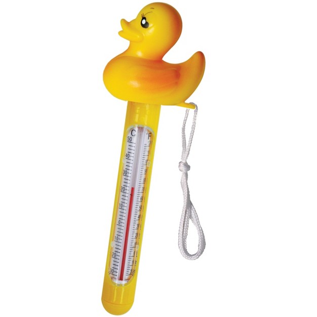 Yellow Duck Floating Swimming Pool Thermometer With Cord