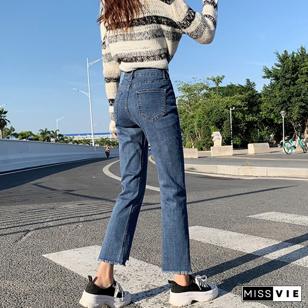 Woman Skinny Jeans High Waist Clothes Blue Denim Clothing Streetwear Vintage Quality Sretch Fashion Harajuku