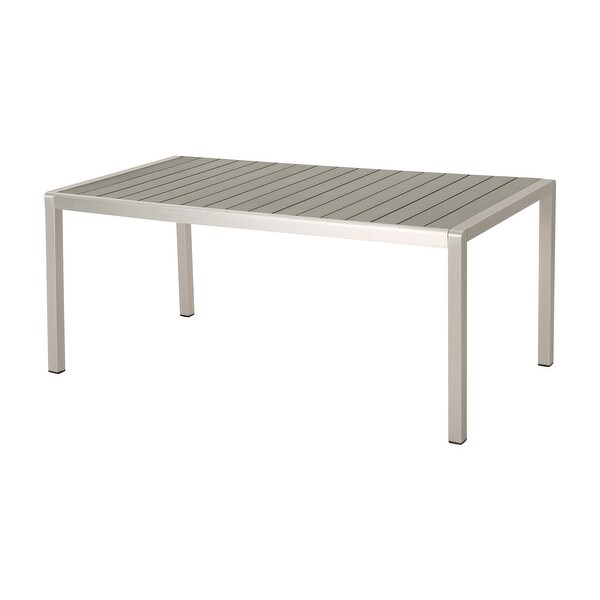 Coral Outdoor Aluminum Dining Table with Faux Wood Top，for Dining Room，Kitchen，Easy Assembly