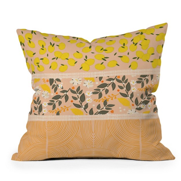 Iveta Abolina Benoite Blush Lemons Square Throw Pillow Beige Deny Designs