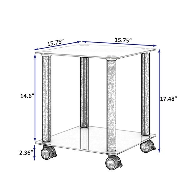 White and Black Side Table 2-Tier Space End Tablewith Storage Shelve