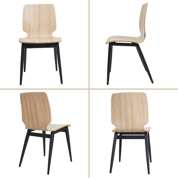 4 Pack Kitchen Dining Chairs with Bentwood Seat and Metal Legs， Ergonomic Design， Natural - 16.5”L X 18.9” W X 32.7”H