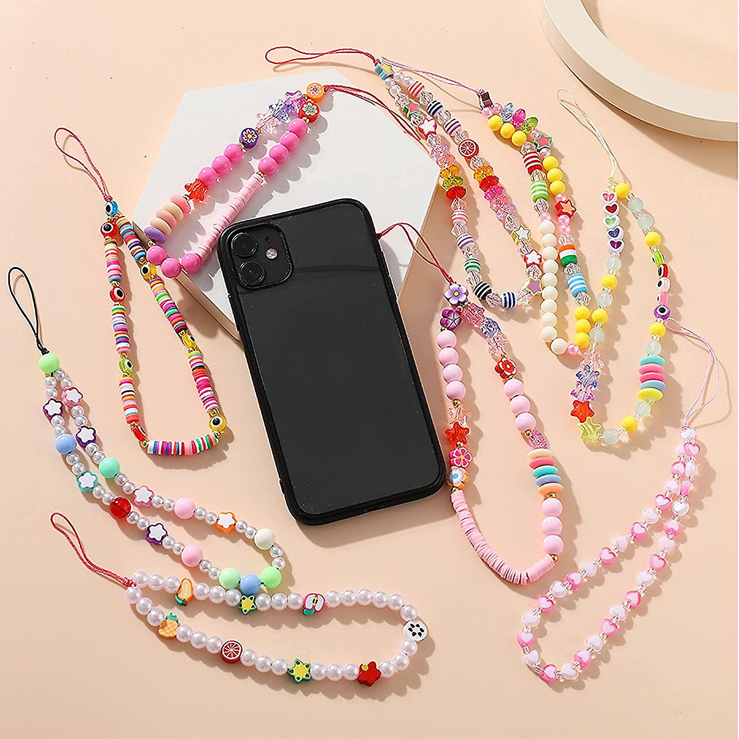 Phone Charm Strap String， Clay Acrylic Beaded Phone Charm For Women Teen Girls， Phone Keychain， Y2k Phone Bracelet， 4/5/9 Pcs Rainbow Color Phone Wris