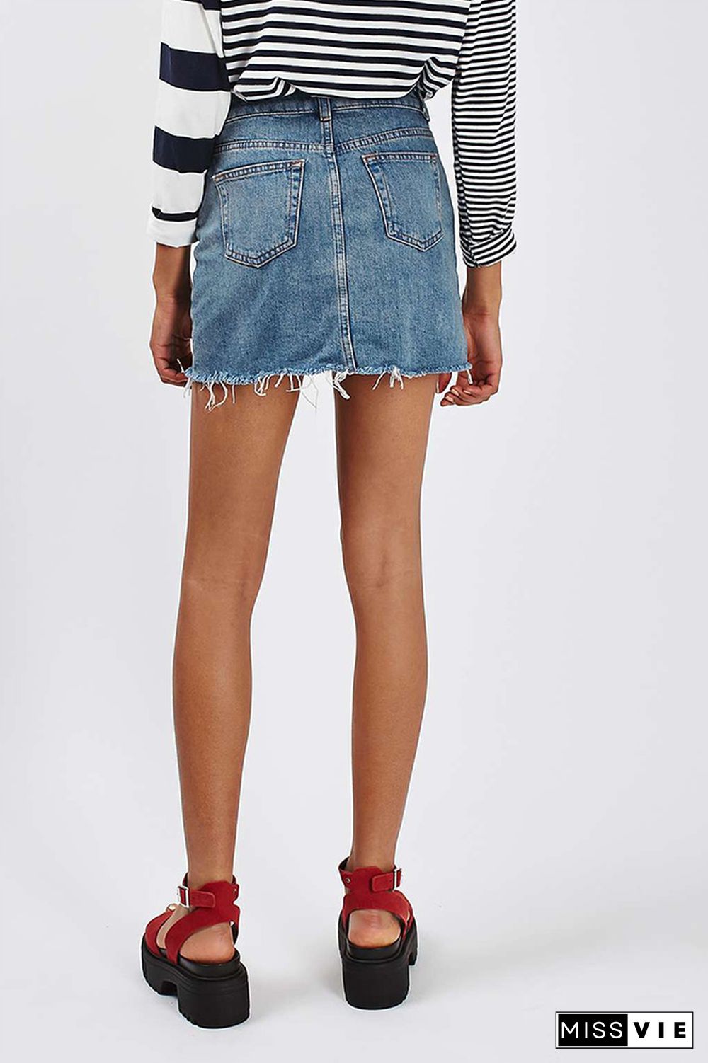 Distressed Raw Hem Denim SHort Dress