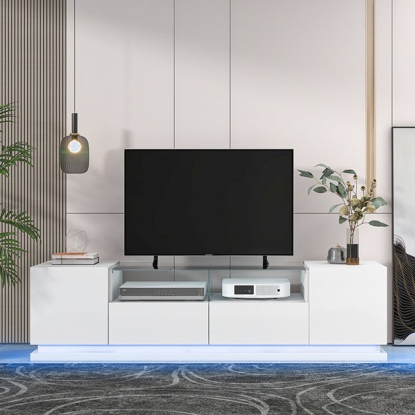 Modern Entertainment Center TV Cabinet with Storage and LED Light