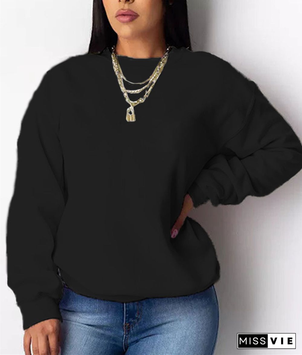 Solid Color All Match Loose Basic Pullover Sweatshirts