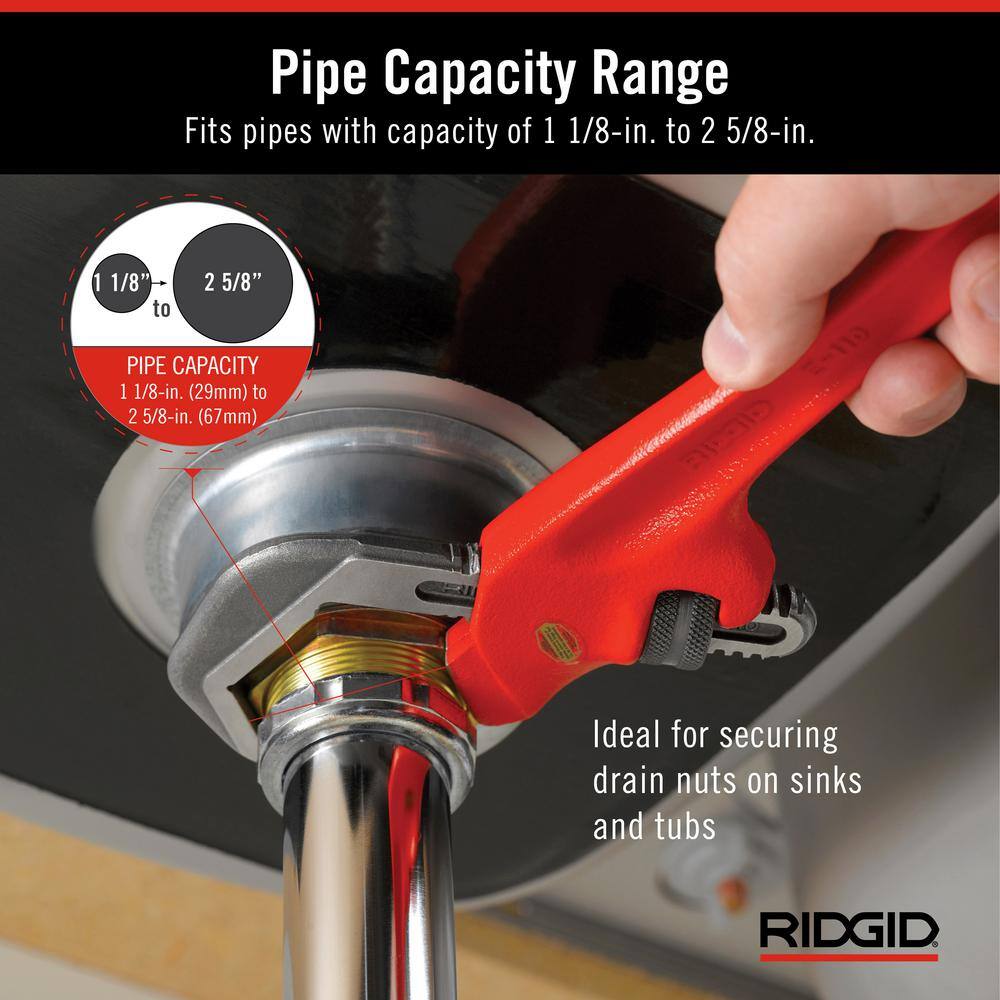 RIDGID 9-12 in. Offset Hex Jaw Pipe Wrench Sturdy Plumbing Pipe Tool with Hex Jaw Mechanism for Extra Wide Opening 31305