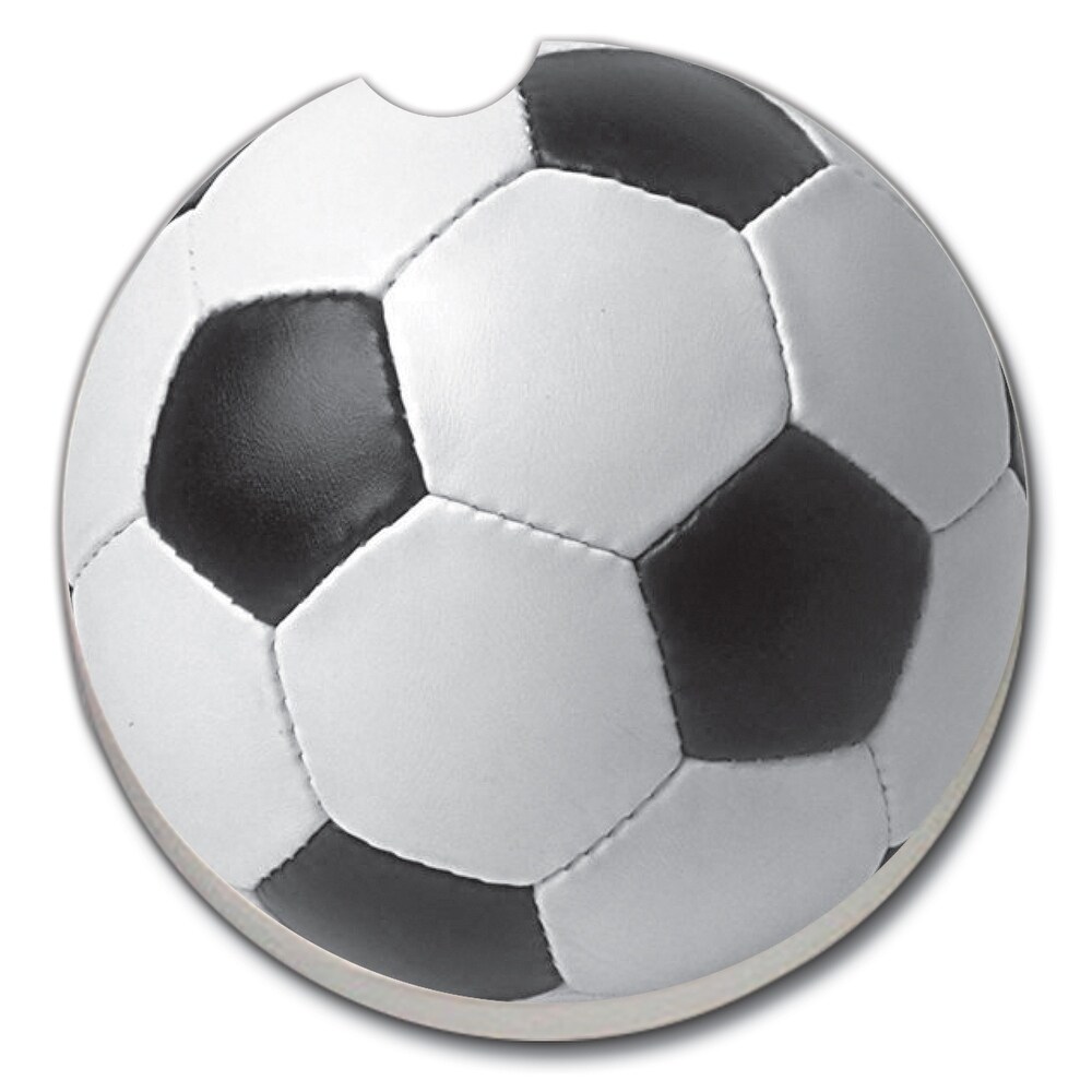 Counterart Absorbent Stoneware Car Coaster  Soccer  Set of 2   2.5