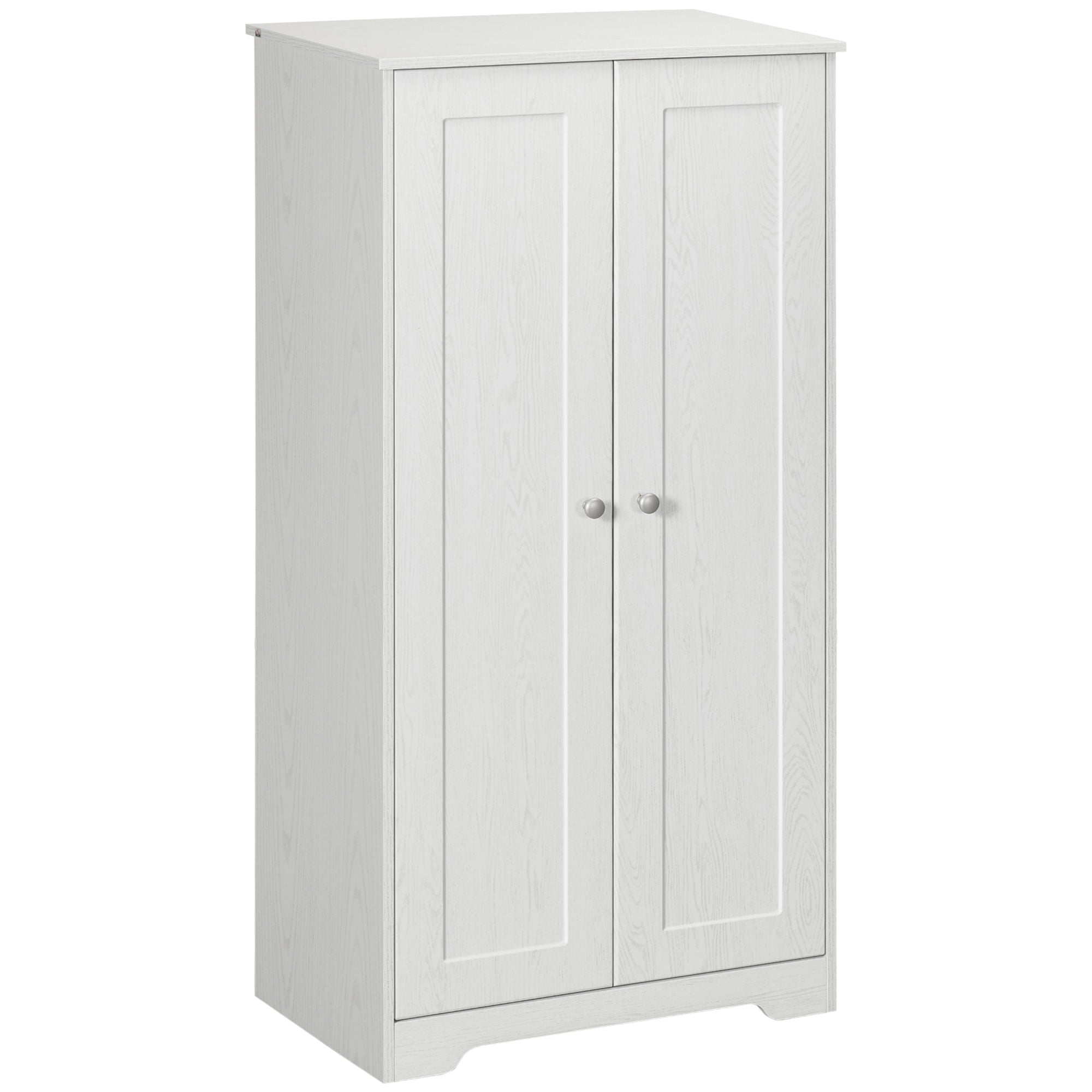 HOMCOM Kitchen Pantry， Freestanding Cupboard with Adjustable Shelves White