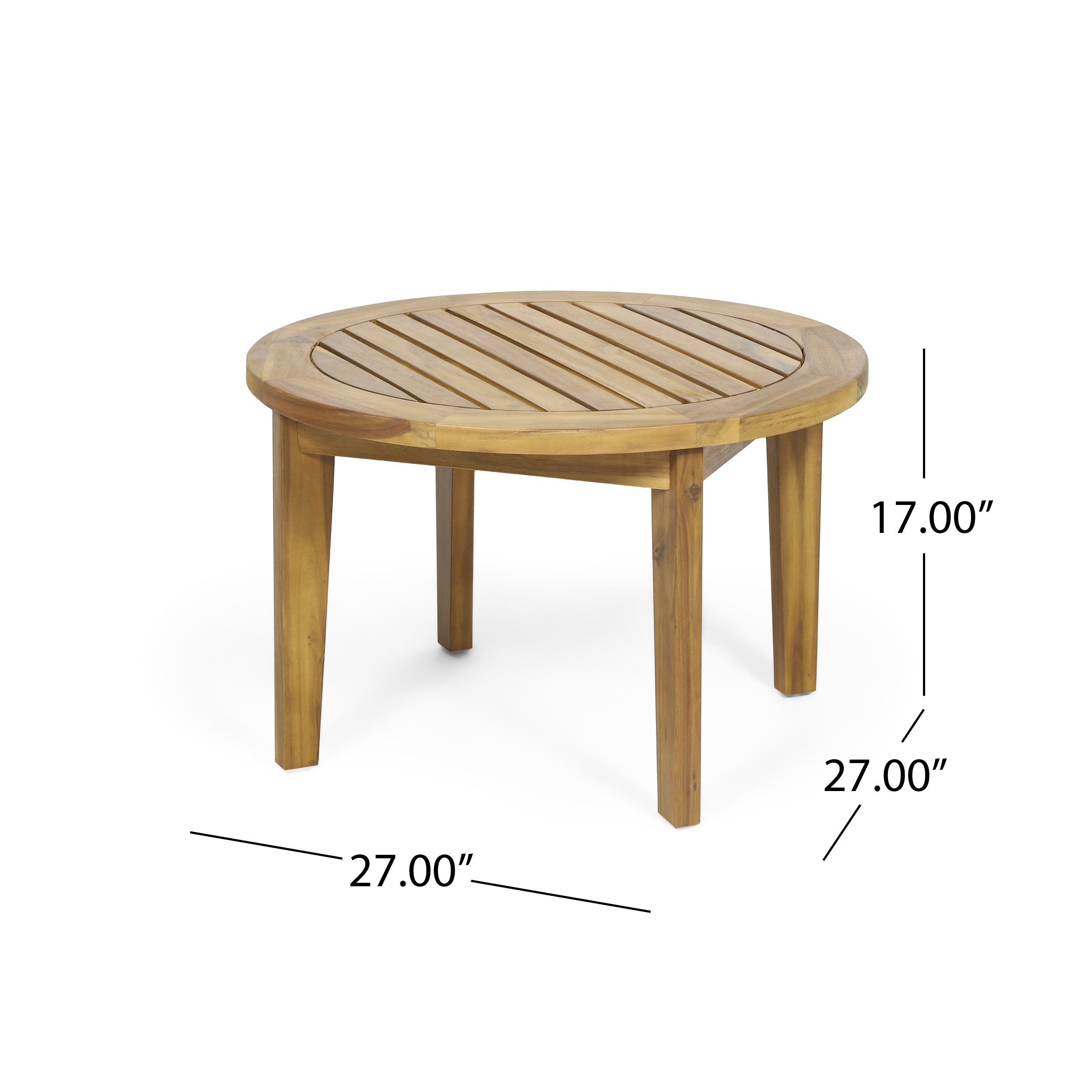 Dean Outdoor Acacia Wood Circular Coffee Table, Teak