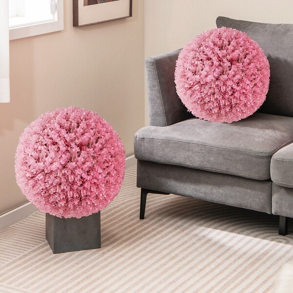 17.5 Inch 2 Pack Faux Eucalyptus Decorative Balls with 7 Layers Leaves