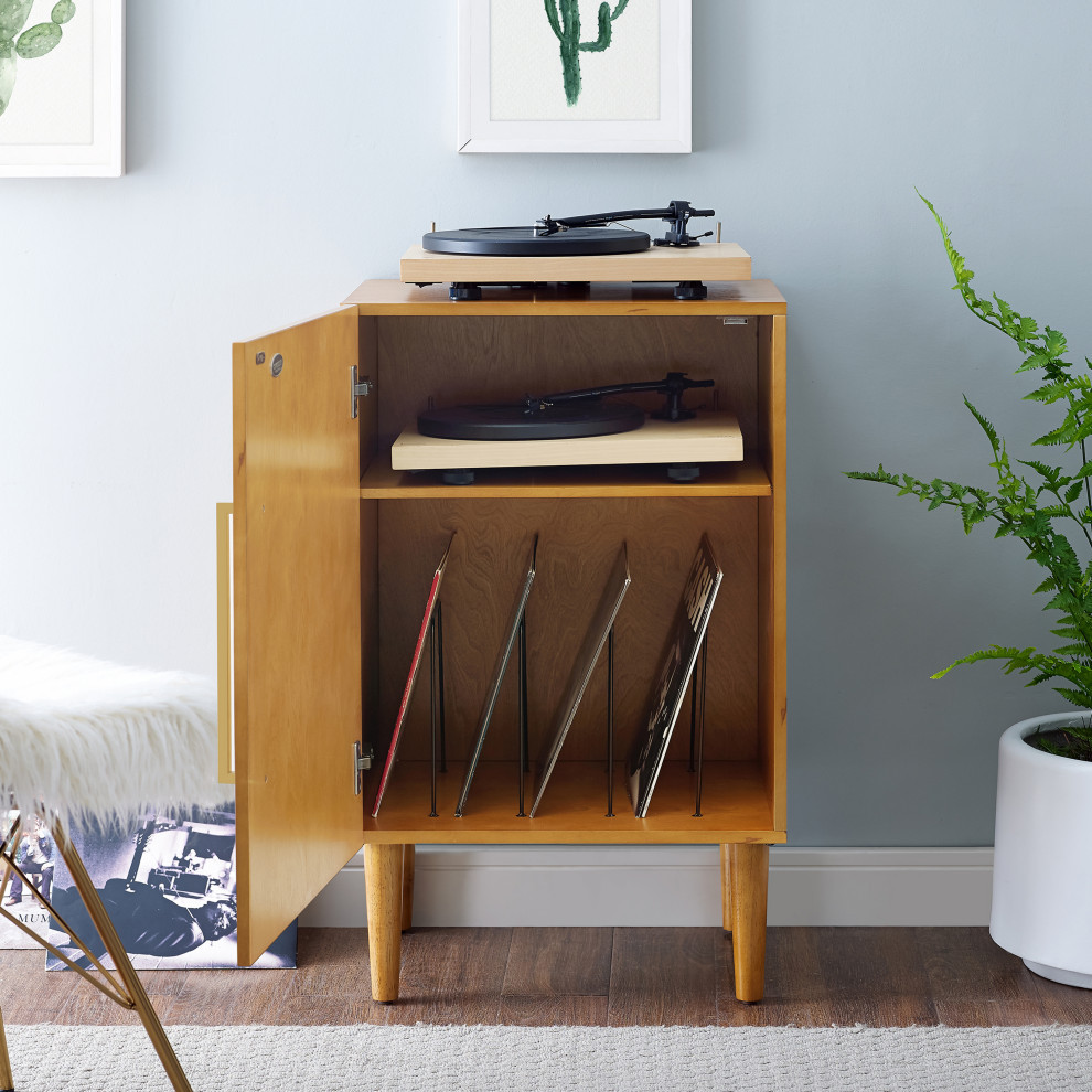 Everett Record Player Stand   Midcentury   Media Cabinets   by Crosley  Houzz