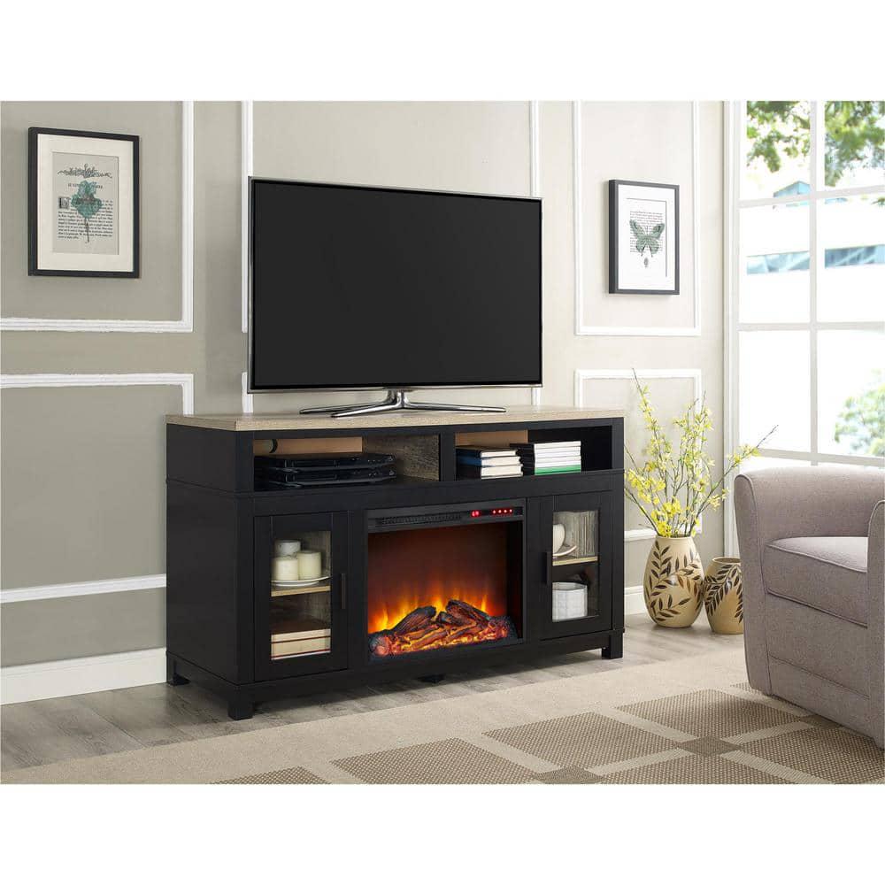 Ameriwood Home Viola 541 in Freestanding Electric Fireplace TV Stand for TVs up to 60 in W in Black