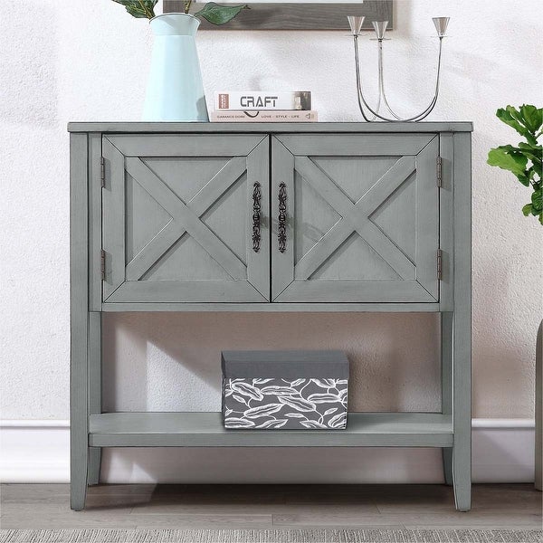 35'' Farmhouse Wood Buffet Sideboard Console Table with Bottom Shelf