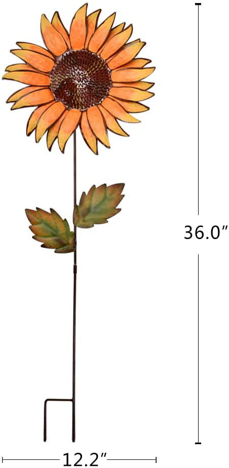 Flower Garden Stake Decorative Flower Yard Stake， Sunflower Decor Metal Yard Art Decor Outdoor Garden Decoration for Patio Porch Lawn Pathway Backyard 12.2