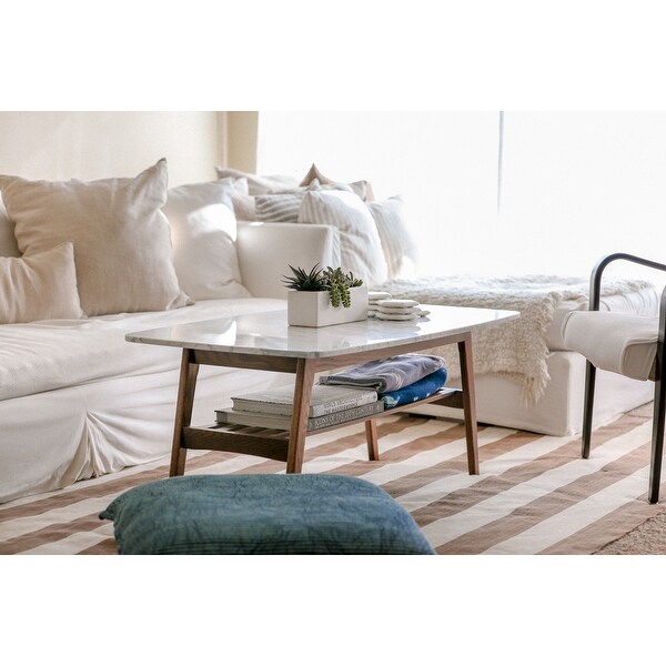 Beautiful Italian Carrara White Marble Coffee Table For A Modernized And Stylish Living Room