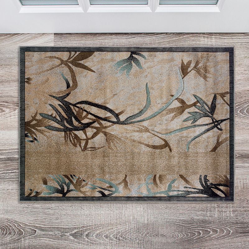 Linon Milan Framed Leaf Rug