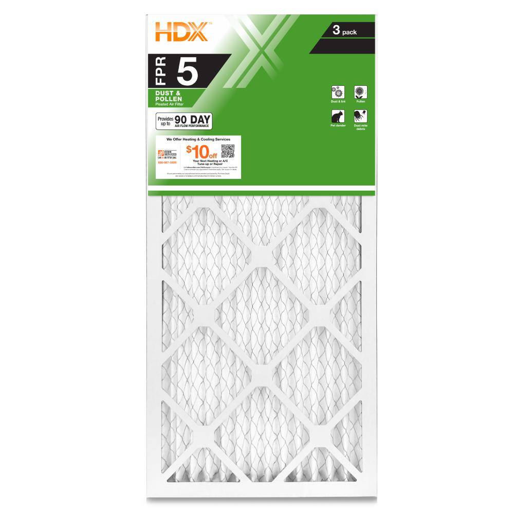 HDX 10 in. x 20 in. x 1 in. Standard Pleated Air Filter FPR 5 (3-Pack) HDX3P5-011020