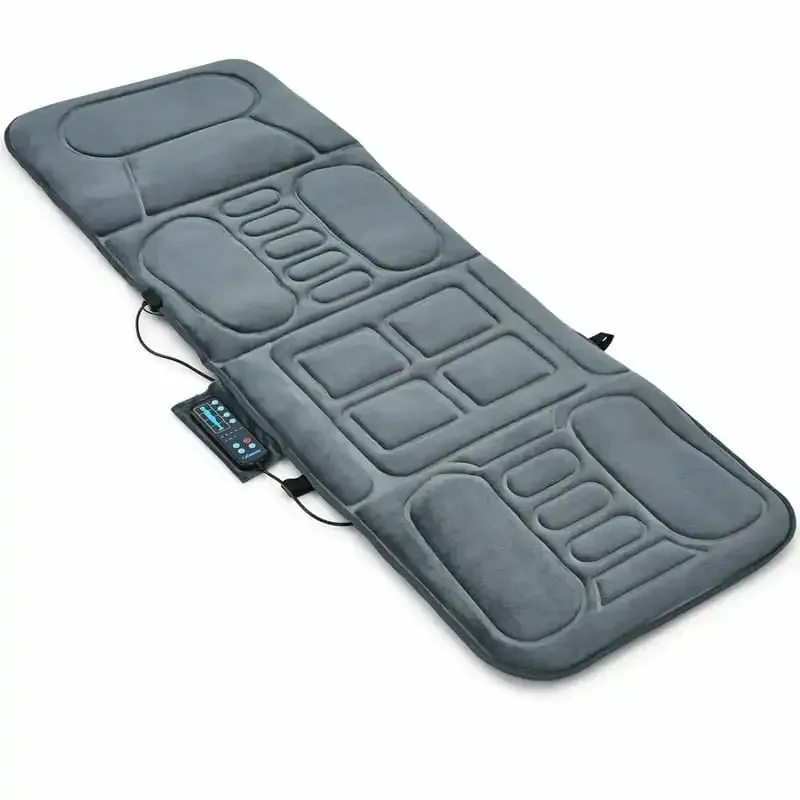 Foldable Heated Massage Pad, Portable Massage Mat with 10 Vibration Motors, Full Body Massage Mattress, Massager Cushion for Back Pain Relief