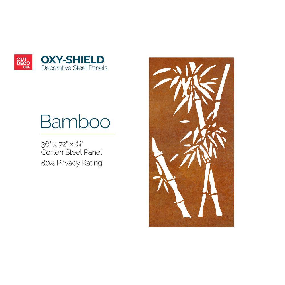 OUTDECO Bamboo 3 ft. x 6 ft. Oxy-Shield Corten Steel Decorative Screen Panel in Rust with 6 Screws OXY004