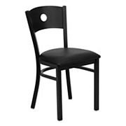 Emma and Oliver Black Circle Back Metal Restaurant Chair - Natural Wood Seat