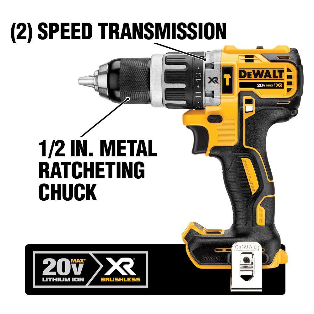 DW 20V Compact Cordless 12 in. Hammer Drill and 20V MAX POWERSTACK Compact Battery Starter Kit DCD805BW034C