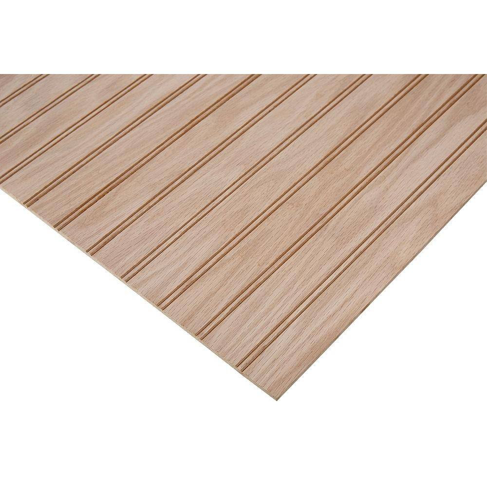 Columbia Forest Products 14 in. x 4 ft. x 4 ft. PureBond Red Oak 1-12 in. Beaded Plywood Project Panel 3653