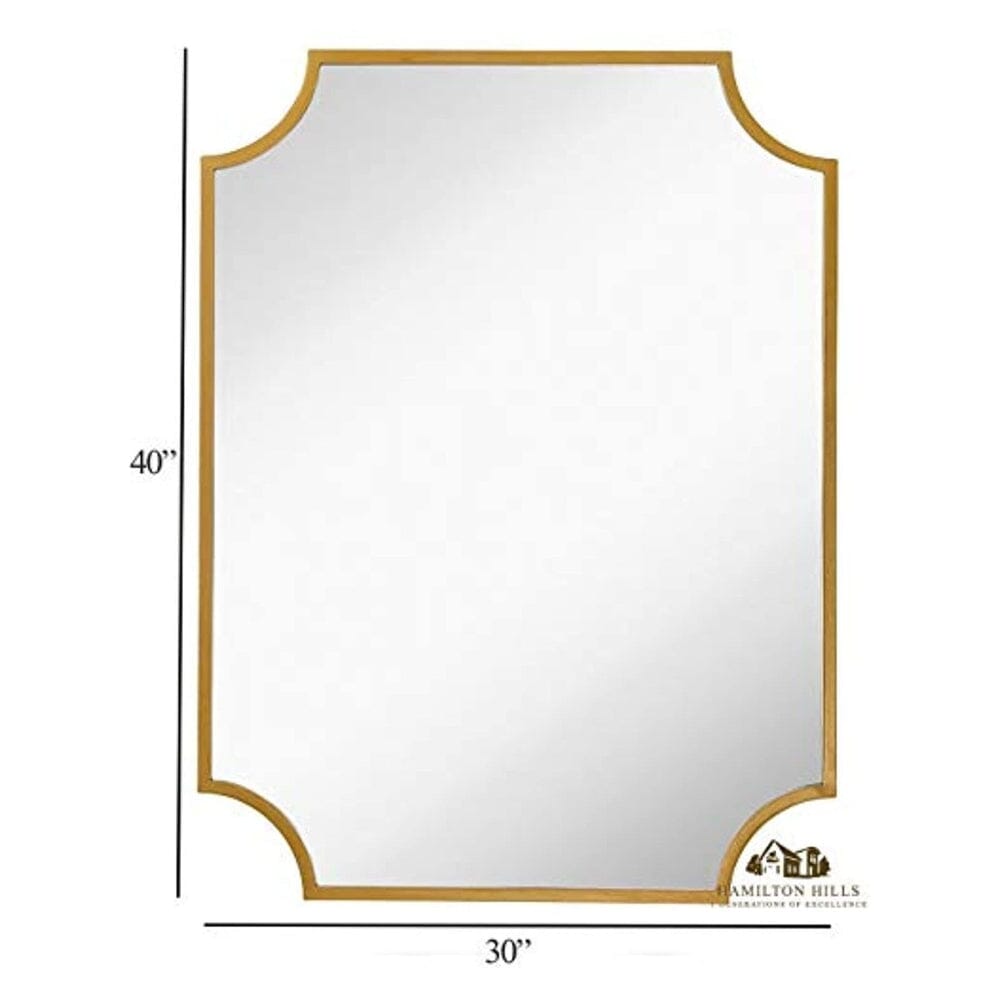 Gold Framed Mirror - Wall-Mounted Scalloped Mirror 30 x 40 Inches