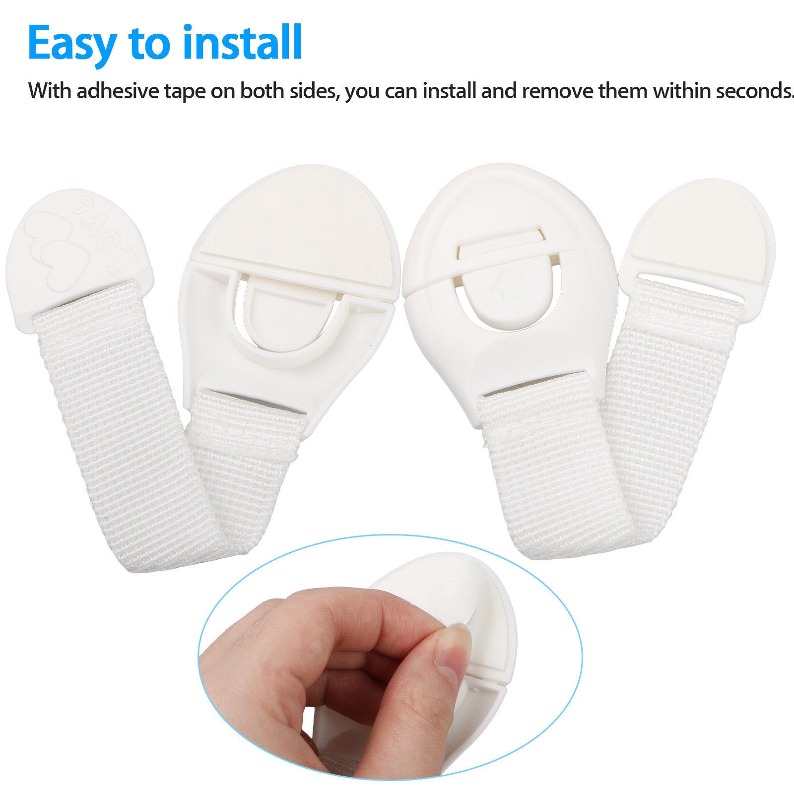 TSV 20/10Pcs Adjustable Baby Safety Locks Straps Latches for Kids Child Toddler Proofing Cabinets, Drawers Sliding Doors, Refrigerator, Windows, Toilet Seat, Lever Door Handle, Fridge and Oven