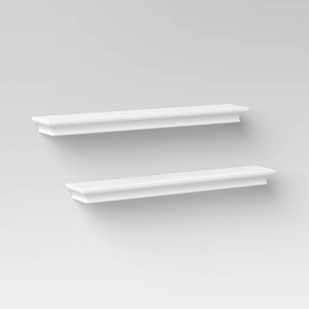 2pc Traditional Wall Shelf Set White