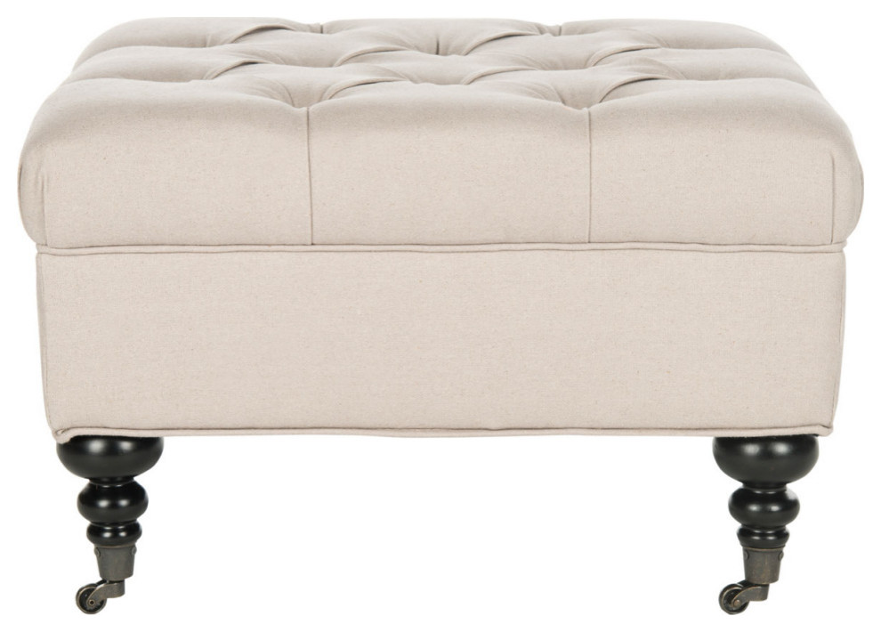 Lindie Tufted Ottoman Taupe   Modern   Footstools And Ottomans   by Virgil Stanis Design  Houzz