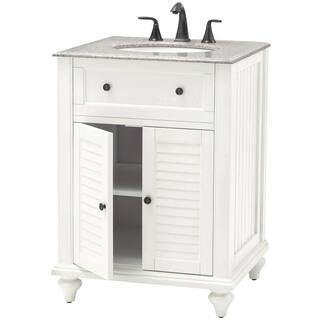 Home Decorators Collection Hamilton Shutter 25 in. W x 22 in. D Bath Vanity in Ivory with Granite Vanity Top in Grey 10806-VS25H-DW