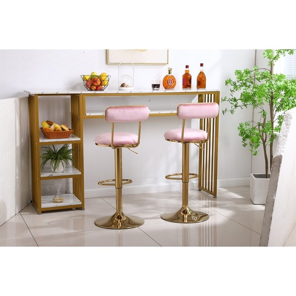 Bar Stools with Back and Footrest Counter Height Dining Chairs (Set of 2) - W16.14