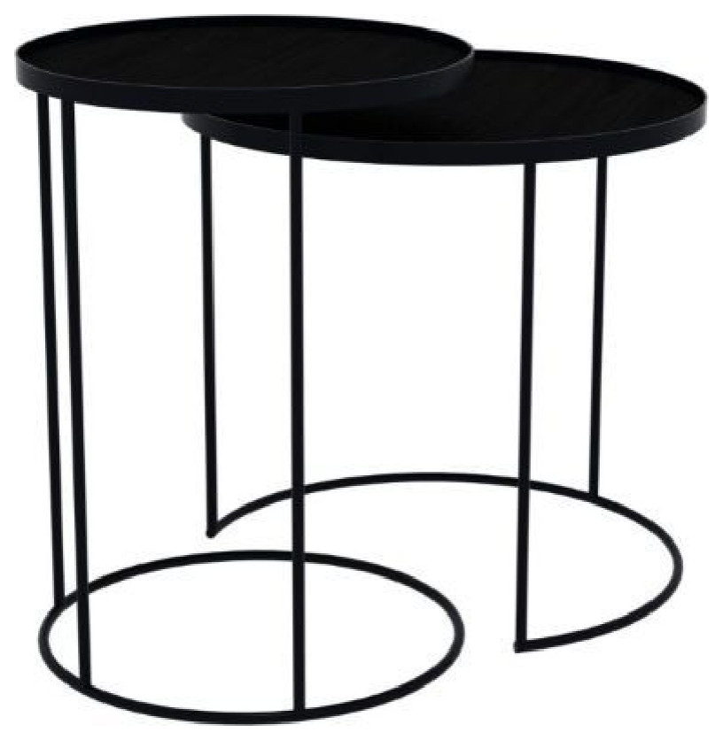 Round Tray Side Table Set (2)  OROA   Industrial   Coffee Table Sets   by Oroa   Distinctive Furniture  Houzz