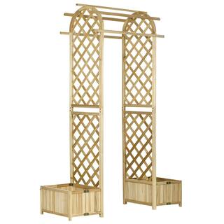 Outsunny Natural 65 in. Wooden Garden Arch Trellis 844-611V00ND