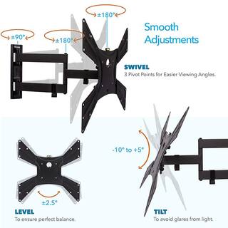 QualGear Universal Ultra Slim Low-Profile Full-Motion TV Wall Mount Kit for most 23 in. - 55 in. TVs QG-TM-021-BLK